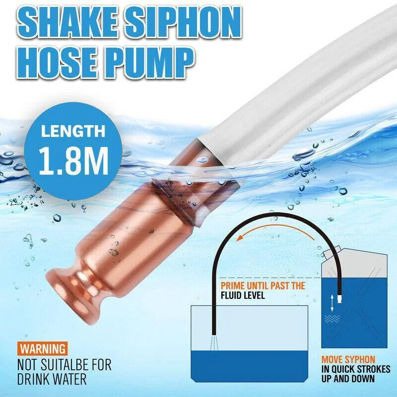 Syphon Jiggler Hose Pump Copper Attachment Self Priming 18Mm 1.8M Petrol Liquid