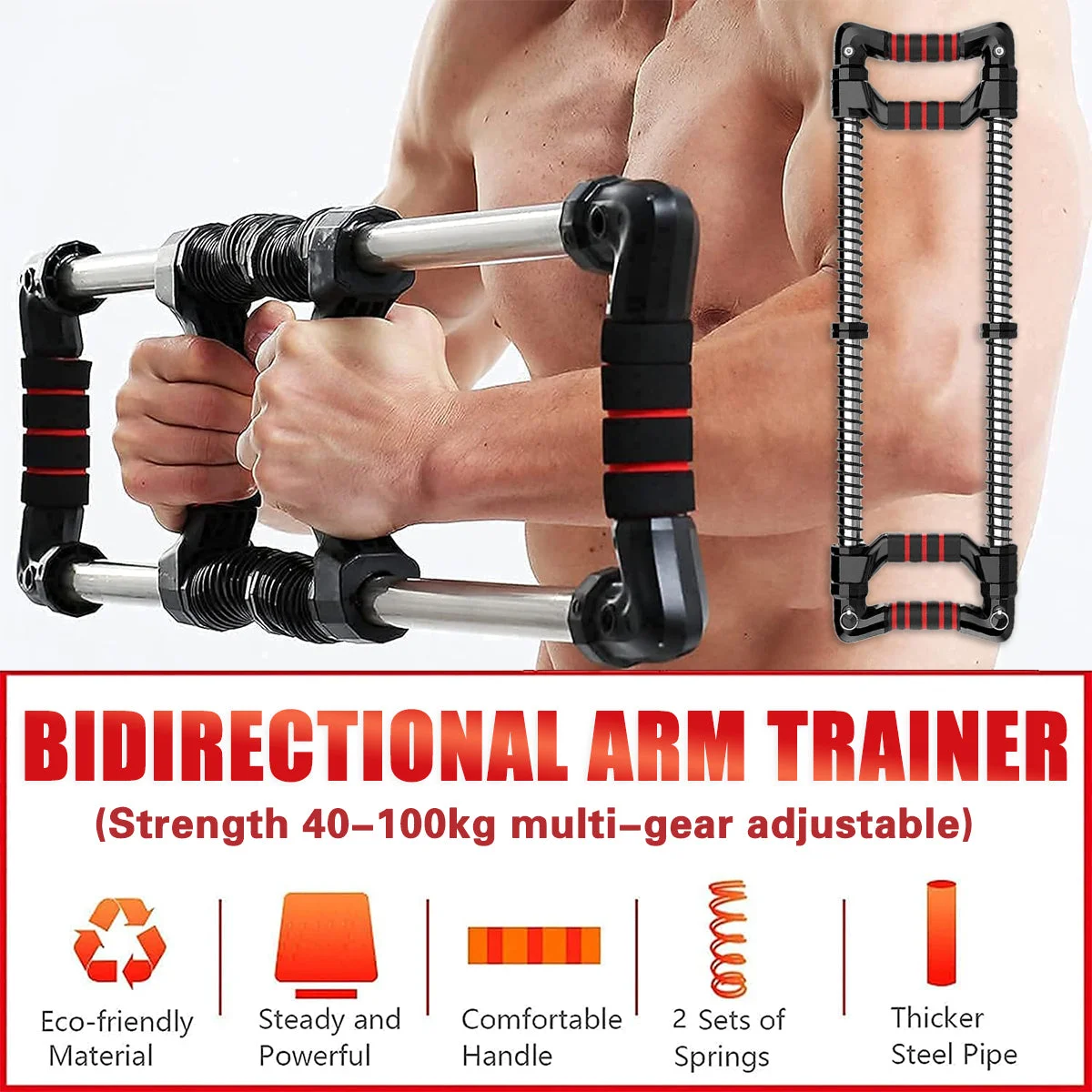 Arm Trainer Pull Press Bar 100kg Resistance Chest Abdomen Home Fitness Equipment
