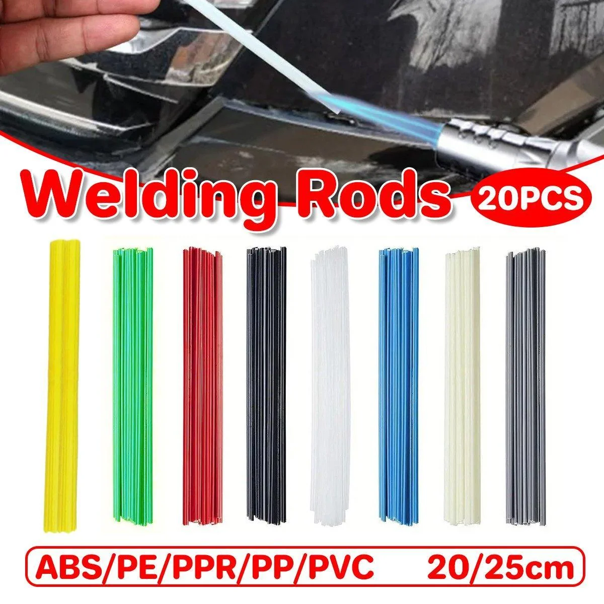 Bumper Plastic Welding Rod Torch 50CM/25CM Assorted Colours and Materials - Green - PVC 20cm