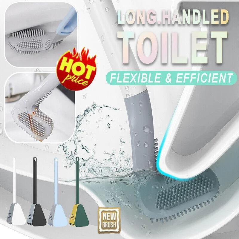 Golf Toilet Brush Long-Handled Toilet Brush Wall-Mounted Silicone Toilet Brush - White