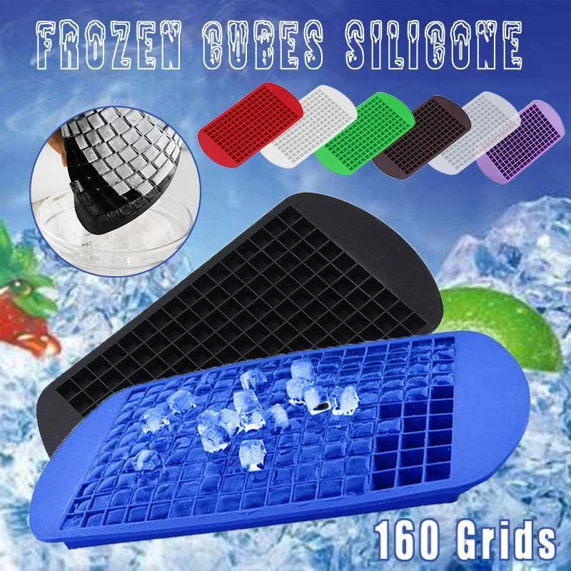 160 Grids Silicone Ice Cube Tray Ice Maker Mold Mini Frozen Cubes for Drink DIY - Red