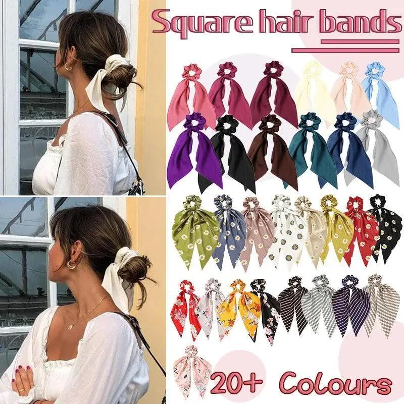 Chiffon Ponytail Scarf Bow Elastic Hair Rope Tie Scrunchies Ribbon Hair Bands - 11