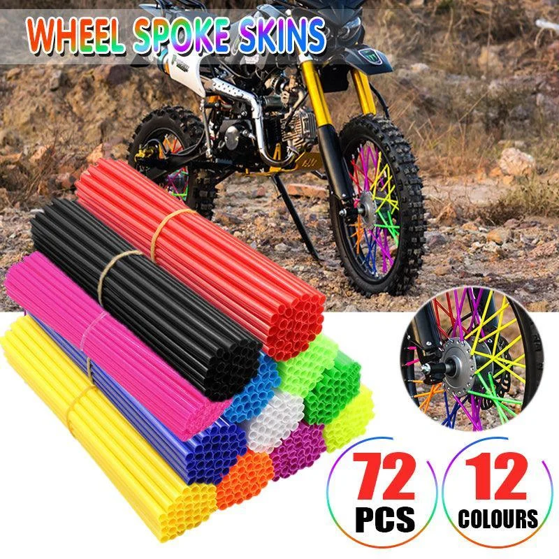 72PCS Wheel Spoke Wrap Sleeves Mountain Bike Bicycle Mtb Wraps Skins Covers - White