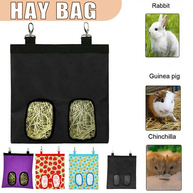 Hay Bag Guinea Pig Rabbit Feeding Bag Animal Hay Feeder Bag Hanging Feeder - Purple