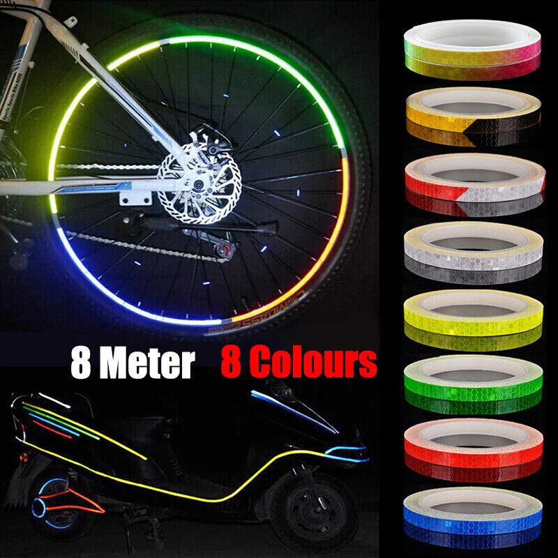 8m Reflective Tape for Bikes Cars Motorcycles Waterproof High Visibility Strip - Green