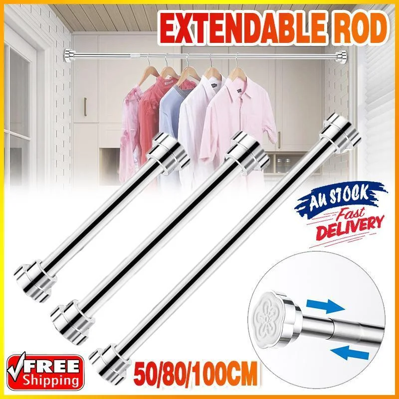 Adjustable Tension Rod Extendable Rack Shower Wind Curtain Closet Pole 50-160cm - 105-160cm