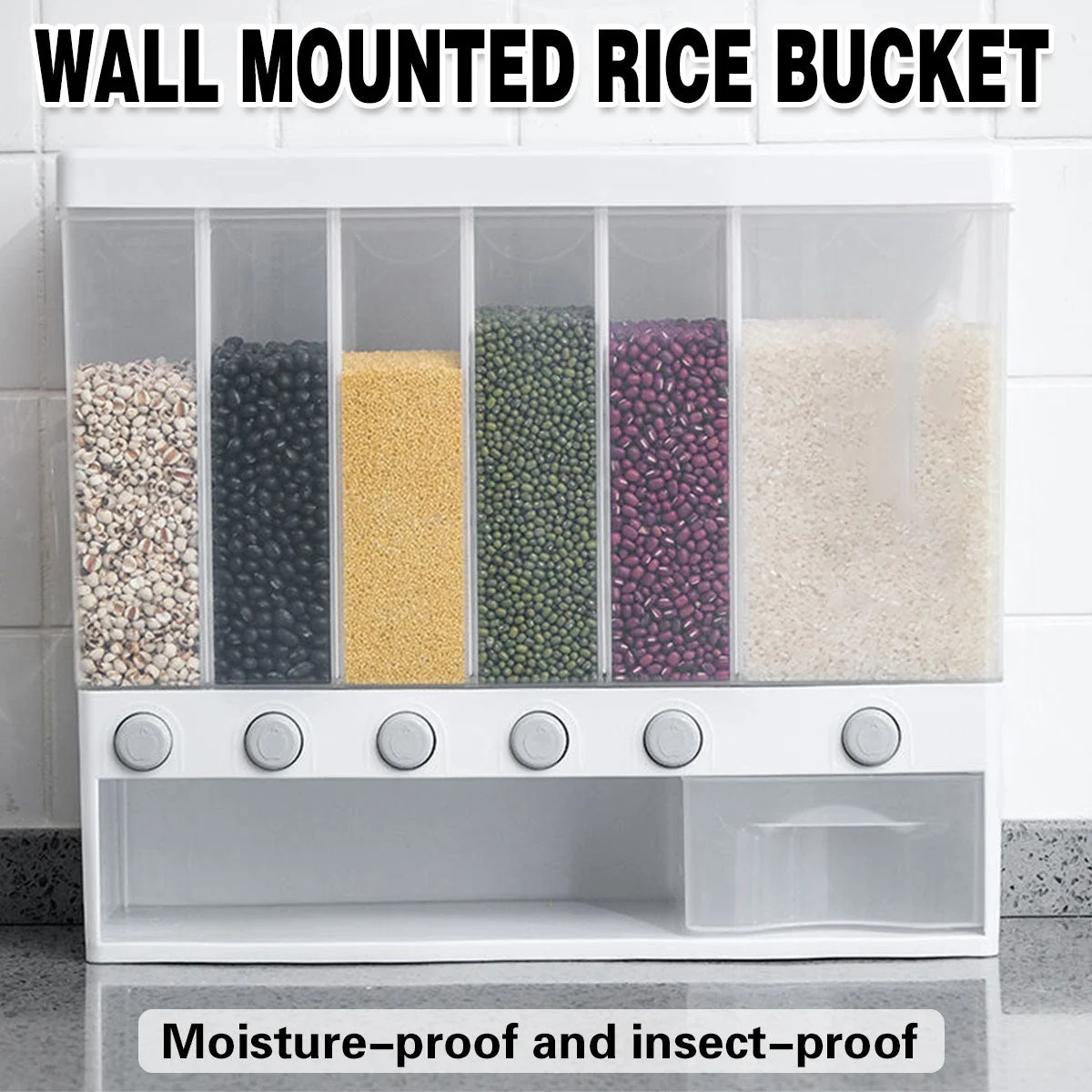 Wall-mounted Automatic Rice Dispenser Sealed Grain Plastic Storage Tank Grain