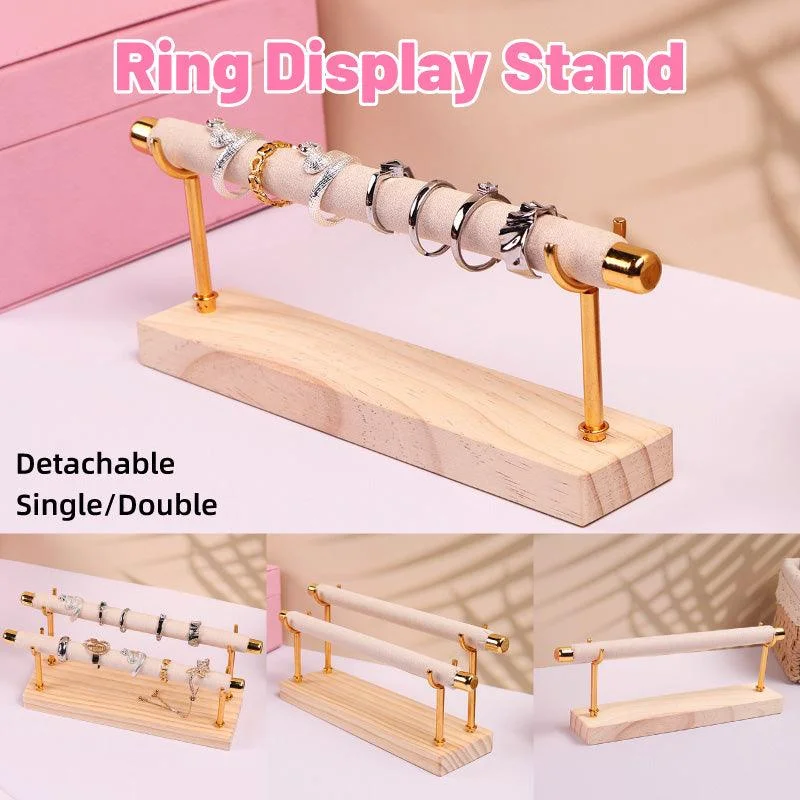 Simple Wooden Jewellery Organizer Rack Ring Display Stand for Rings Earrings - Single