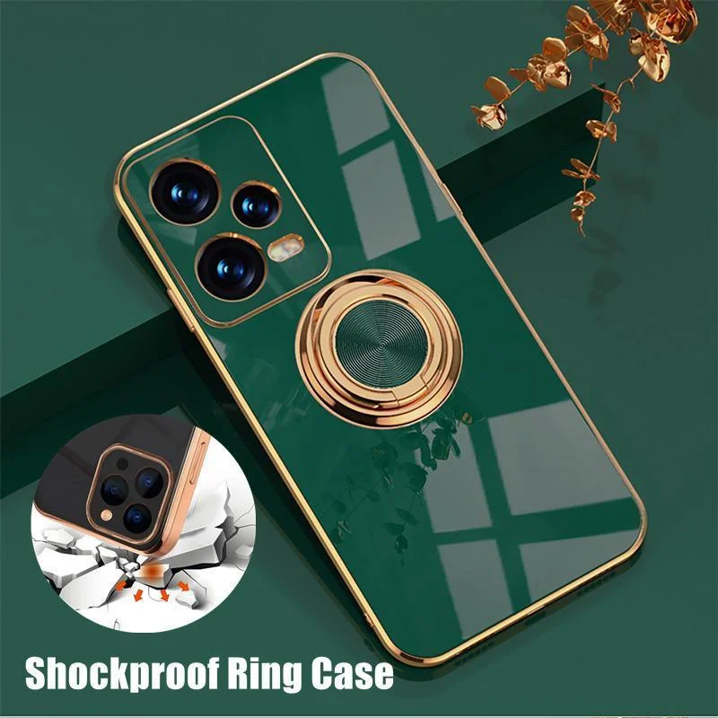 Dark Green Luxury Shockproof Silicone Ring Case Stand Cover for iPhone 14 13 12 Pro Max - iPhone 12 Pro Max