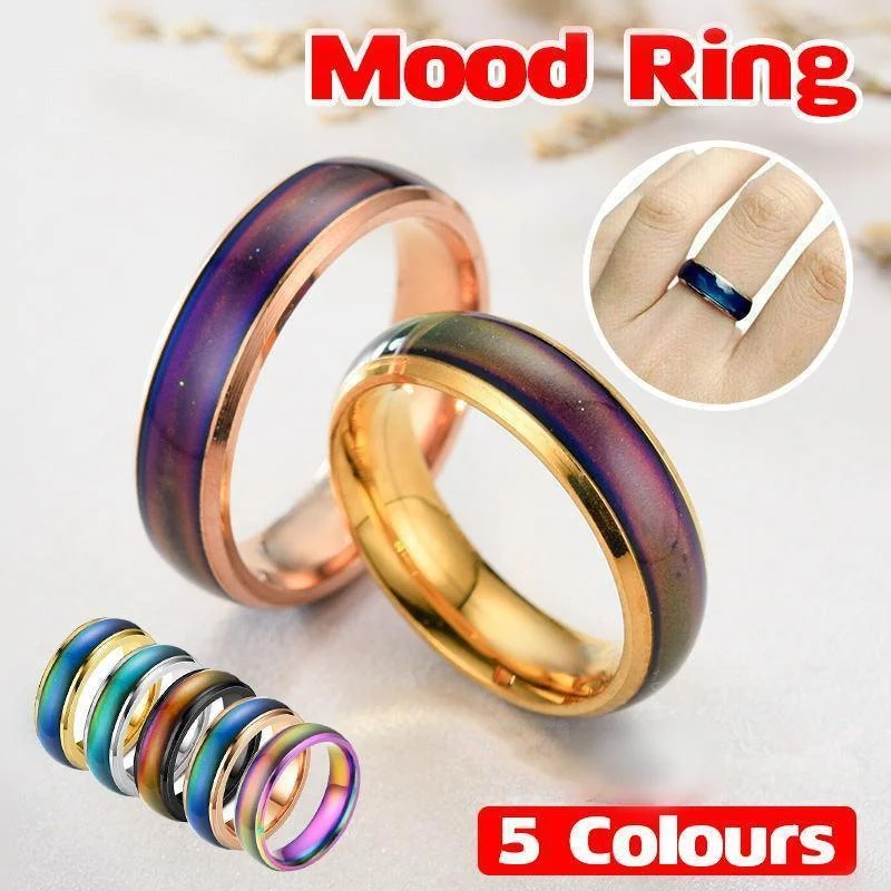 Mood Colour Changing Temperature Ring for Emotional Expression US Size 12 - Rose Gold