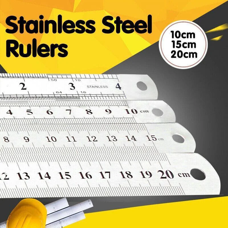 Double Sided Stainless Steel Ruler Precision Measuring Tool 10cm 15cm 20cm - 20cm 1 PC