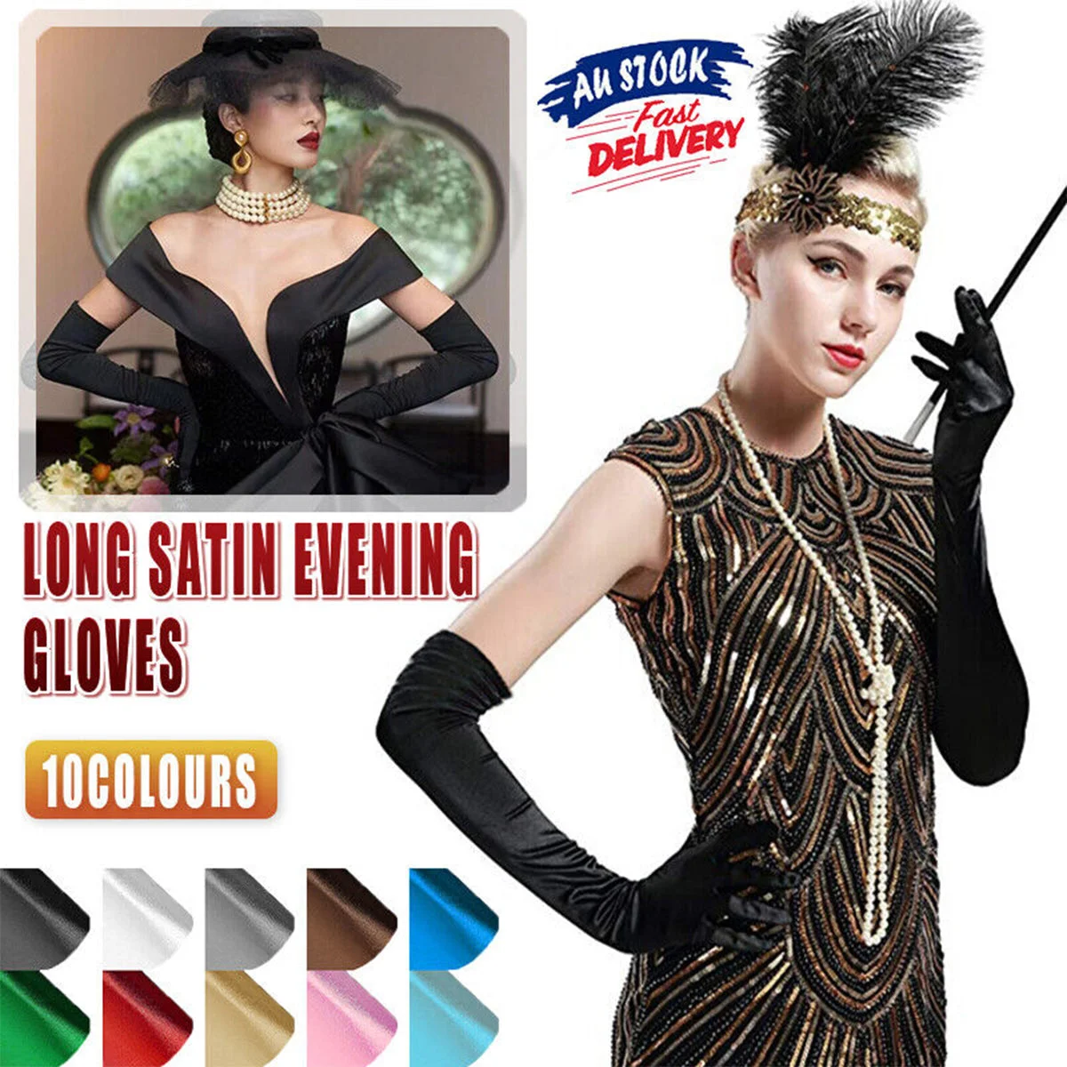 Elegant Long Satin Opera Gloves for Prom Party Wedding Costume or Formal Dress - Silver