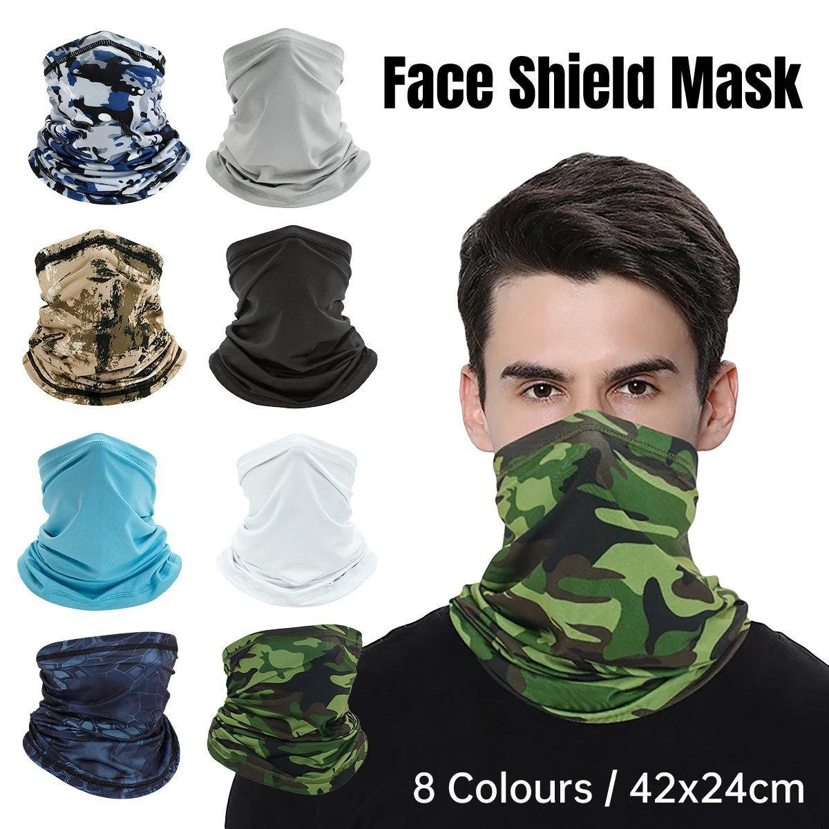 Sunblock Ice Silk Breathable Bandana Bib Face Scarf Fishing Biker Sport Headgear - Camouflage Green