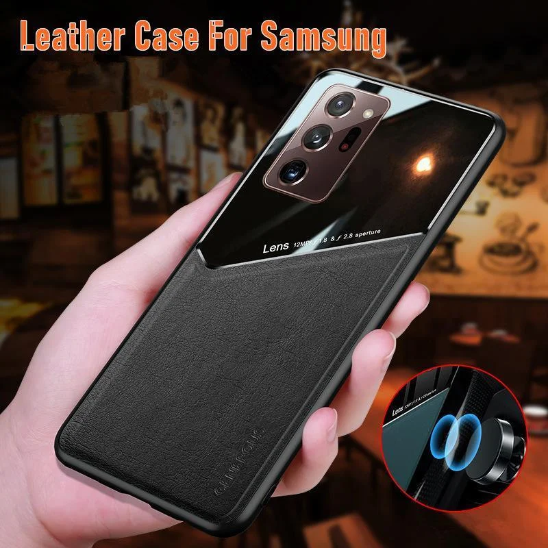 For Samsung Galaxy S21 S22 Note 20 Ultra Plus S20 FE Leather Case Black - For Samsung Note 20 Ultra