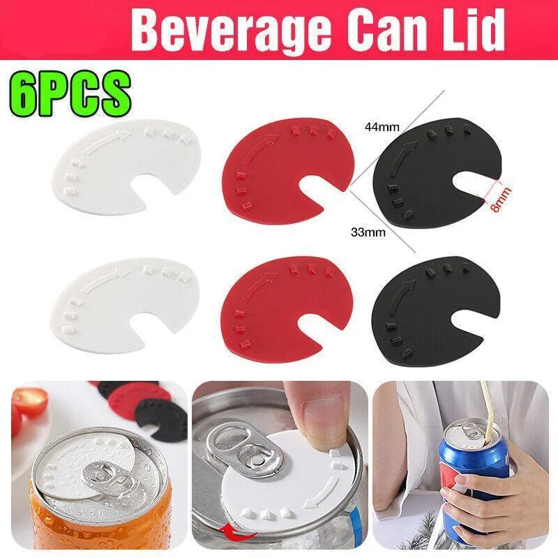6Pcs Beverage Can Lid Cap Soda Soft Drink Snaps Tops Cover Lock Sealer Protector