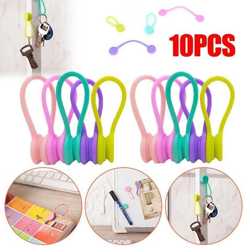 10PCS Cord Clip Organizer Reusable Cable Winder Holder for Desk and Office