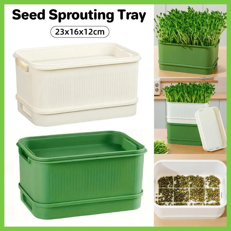 Seedling Tray Sprout Tray Soilless Hydroponic Planting Pot for Indoor Gardening - White
