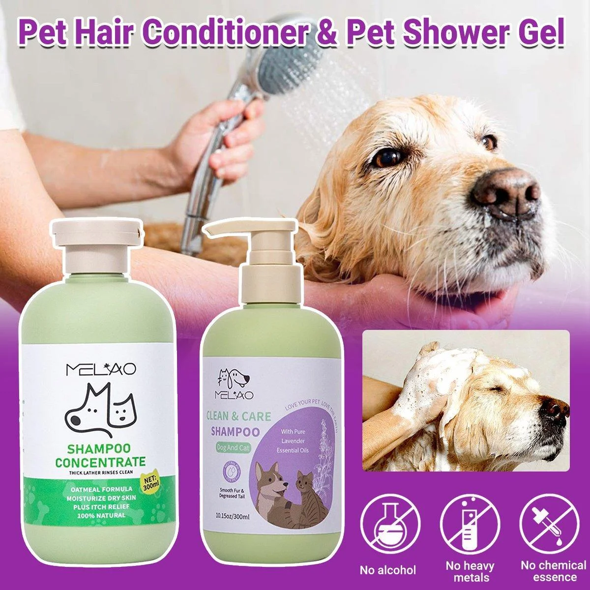 Pet Body Soap Bath Lotion Hair Protecting Knotted Cat Dog Shampoo Conditioner - Shampoo-300ml