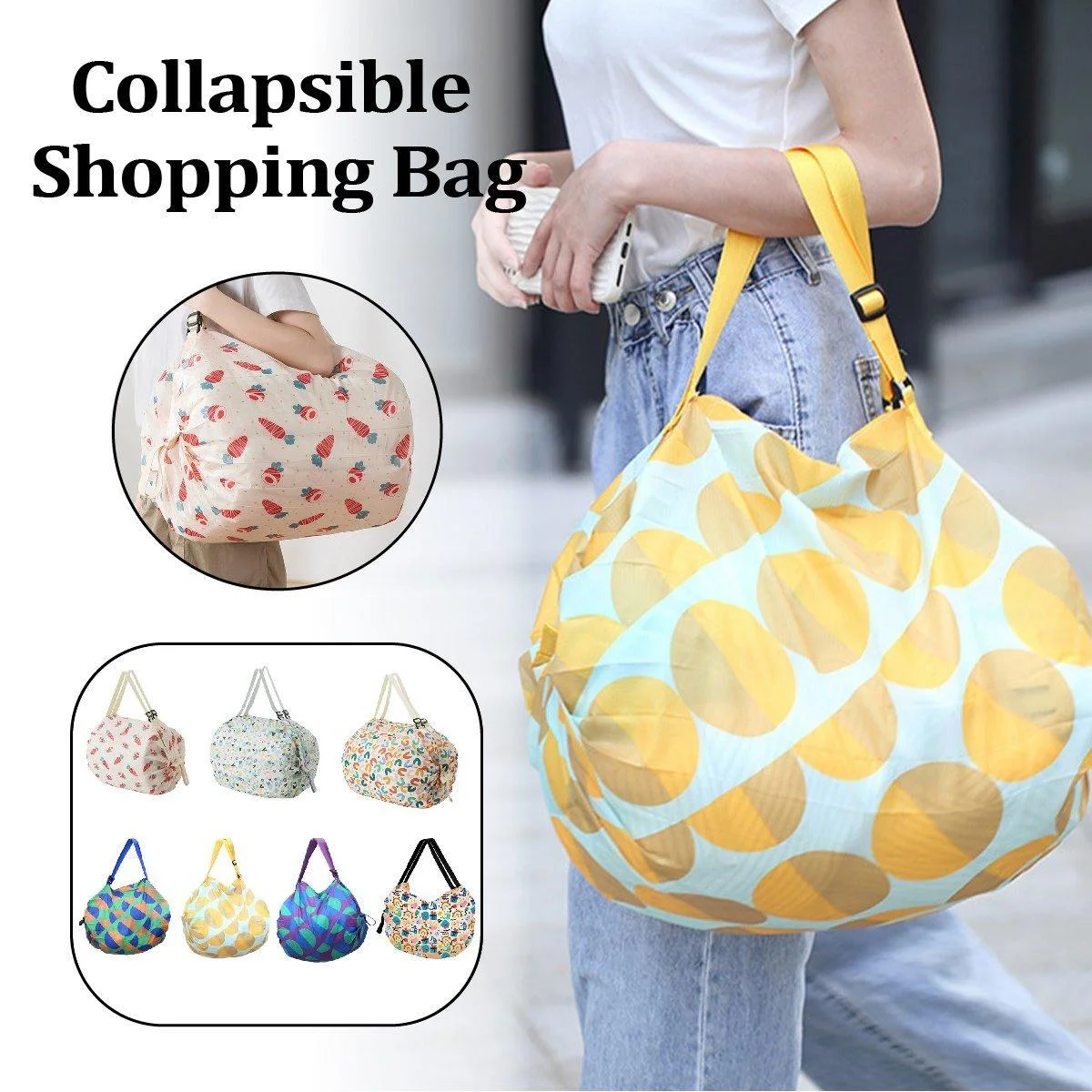 Large Foldable Eco-Friendly Shopping Bag Reusable Thickened Portable Travel Tote - 5