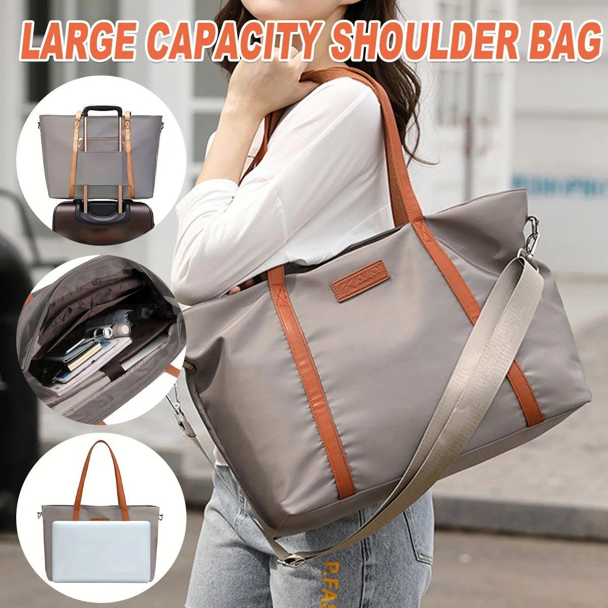 Fashion Nylon Shoulder Bag Large Capacity Tote Handbag Travel Purse for Women