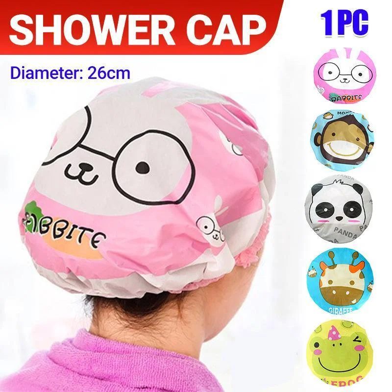 Reusable Women Girls Hair Wrap Waterproof Shower Bath Shower Cap Hat - Monkey