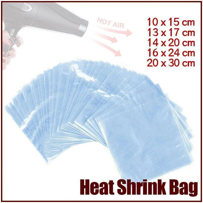 100X Heat Shrink PVC Bags Wrap Film for Gift Crafts & Soap - 16x24cm
