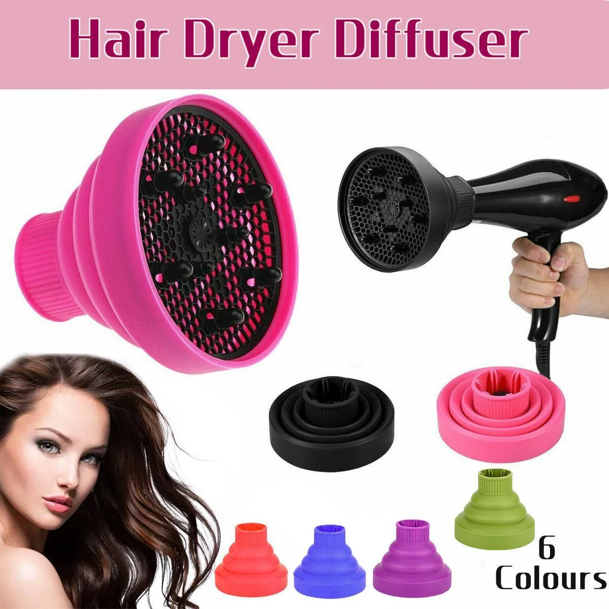 Foldable Hair Dryer Diffuser Universal Silicone Nozzle for Curly Hair Styling - Purple