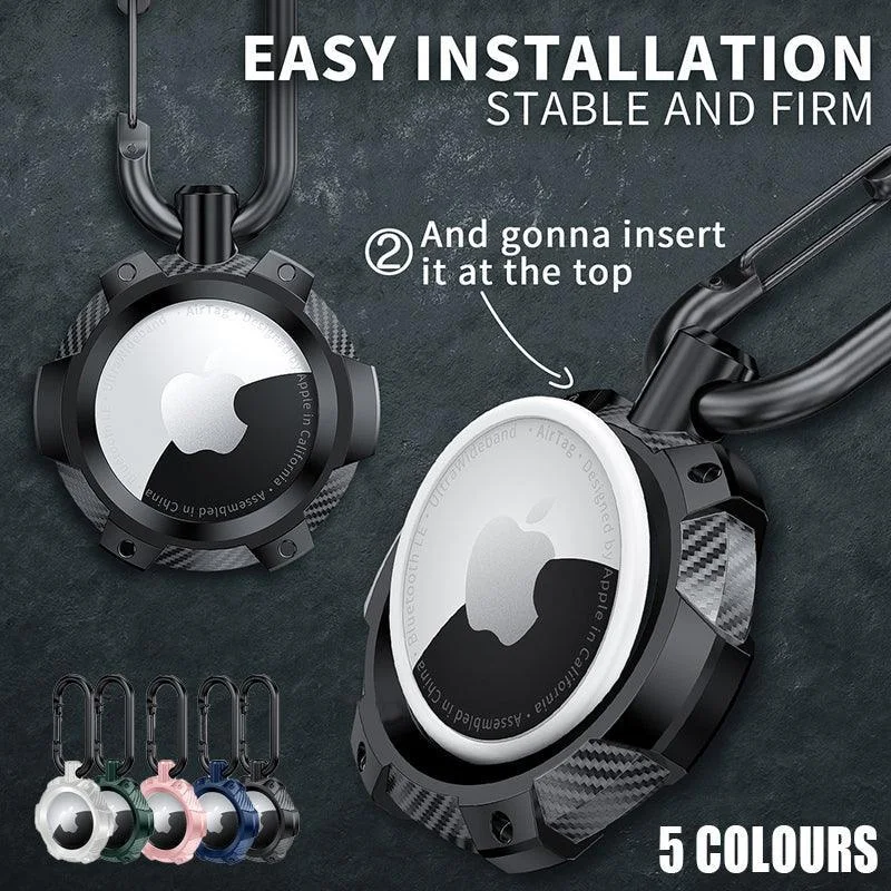 For Apple Airtag Armor Silicone Shockproof Protective Case Air Tag Cover Holder - Black