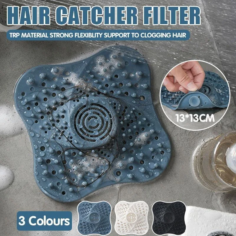 Sink Trap Filter Hair Catcher Shower Bath Cover Basin Stopper Drain Strainer - Blue