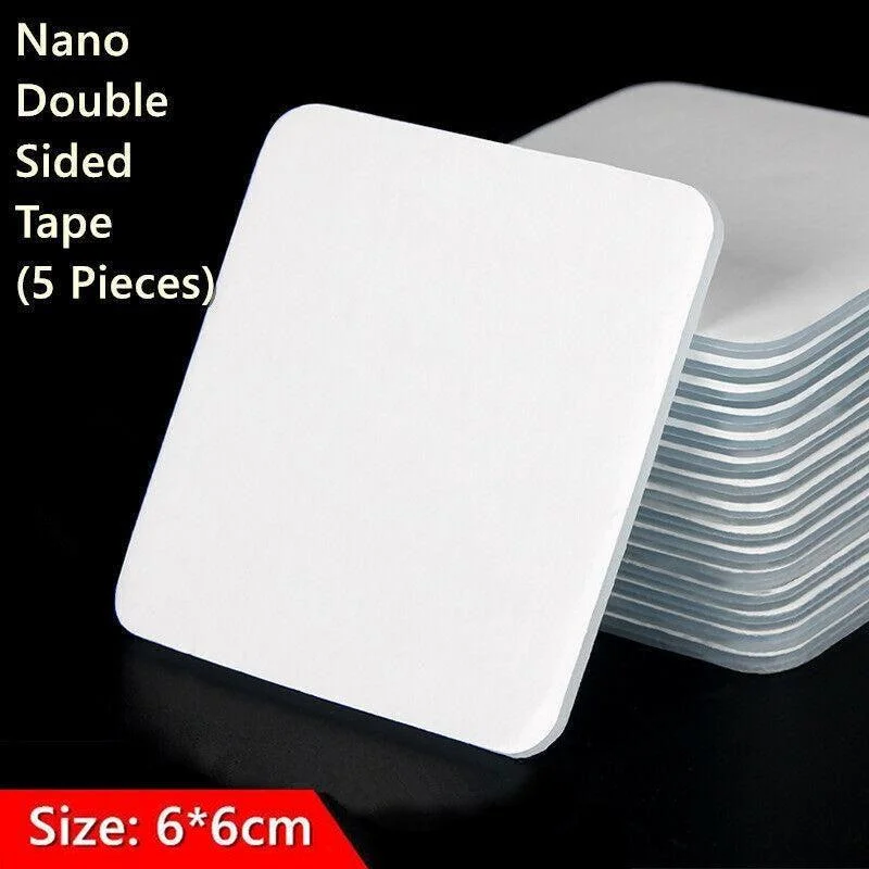 Nano Double Sided Tape Clear Adhesive Traceless Gel Pad 6x6cm Reusable Anti Slip - 30 PCS