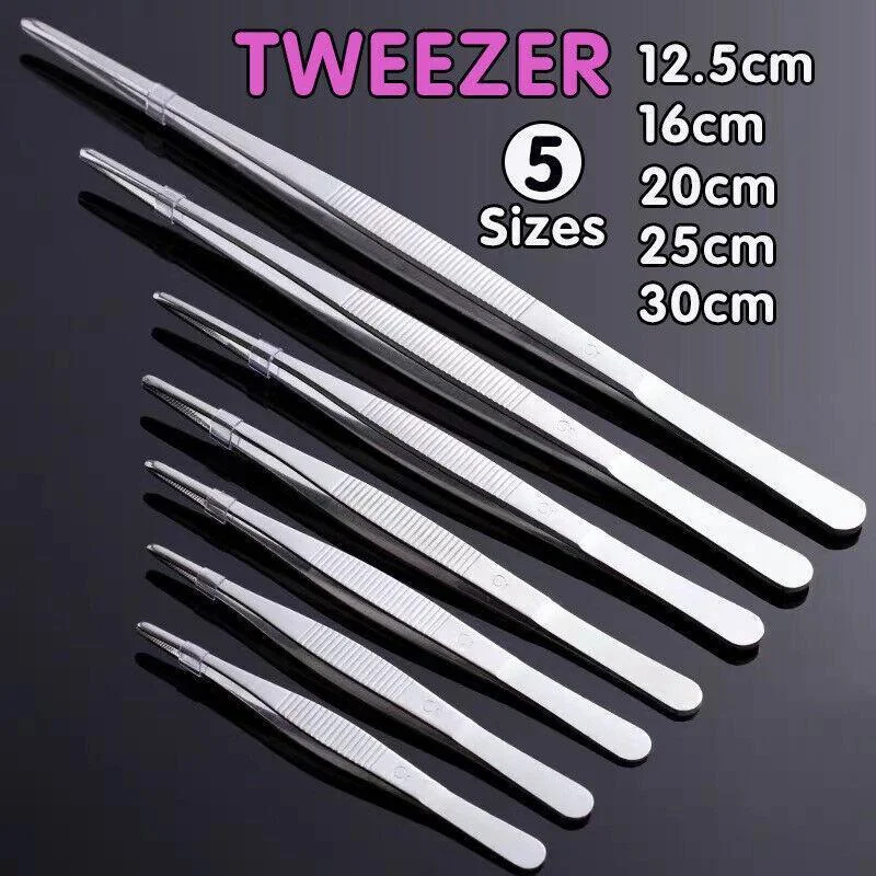 Kitchen Tweezers Silver Garden Tweezer For Professional Use Craft Home Long Au - CR 25cm