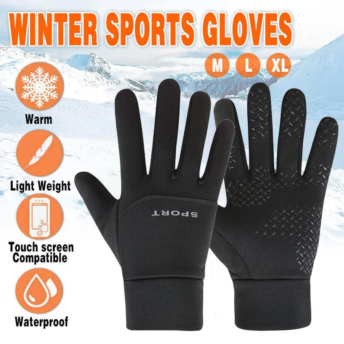 Winter Warm Thermal Outdoor Sports Waterproof Windproof Touch Screen Ski Gloves - M