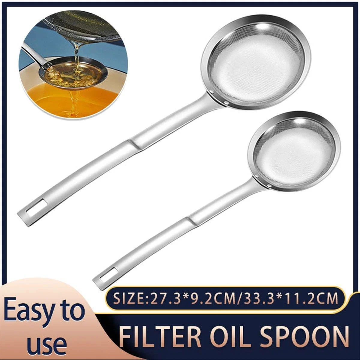 Oil Separator Spoon Mesh Fine Hole Filter Degreasing Residue Cooking Tool - Samll