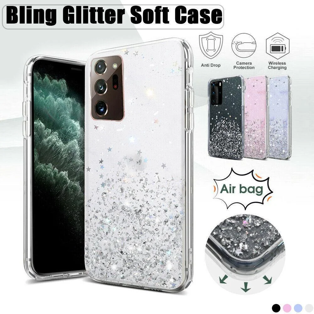 For Samsung Galaxy S20 Fe S21 Ultra S20 Shockproof Bling Glitter Soft Case Purple - For Samsung Note20