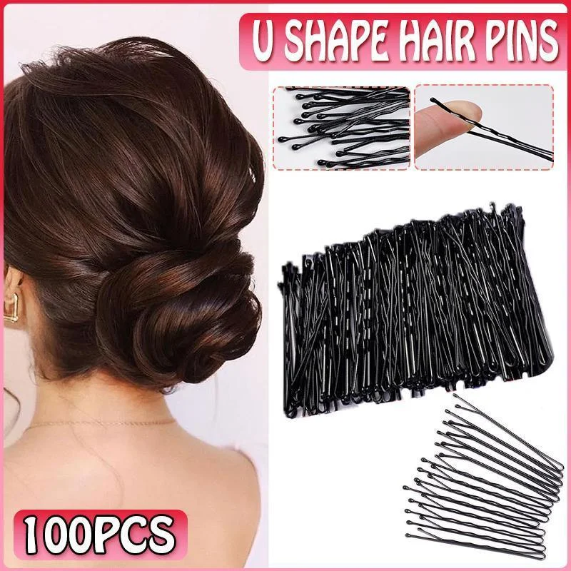 100PCS Black Bobby Pins 5cm Strong Hair Clips for Women Girls School Salon Use