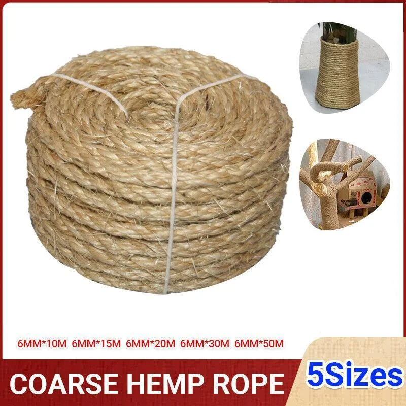 Versatile Natural Sisal Rope 6mm Thick Twine 10M-50M for Crafts - 6MM*15M