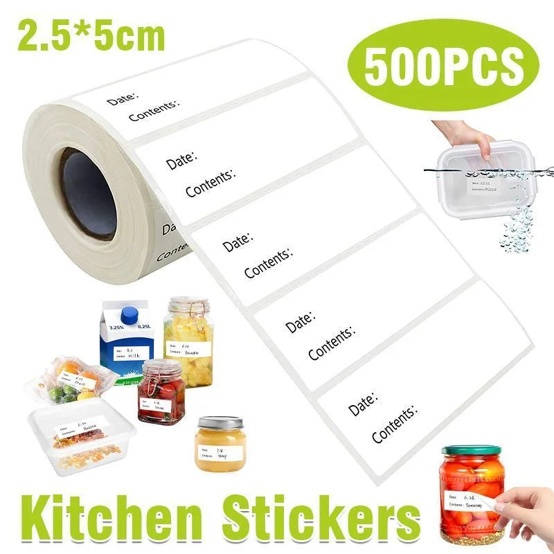 500PCS Kitchen Stickers Refrigerator Freezer Food Storage Date Content Labels