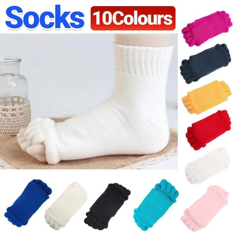 1 Pair Yoga Massage Socks Toe Separator Foot Alignment & Pain Relief - Beige