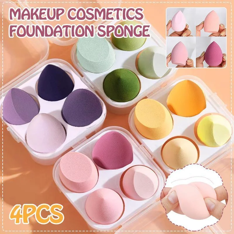 4PCS Value Makeup Foundation Blender Sponge Blending Puff Cosmetic Beauty Eggs - Yellow