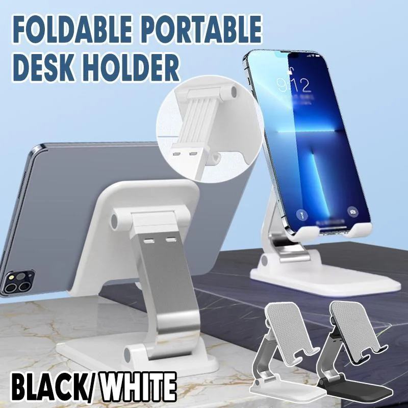 Adjustable Foldable Tablet Stand Desktop Holder Mount Mobile Phone iPad iPhone - Black
