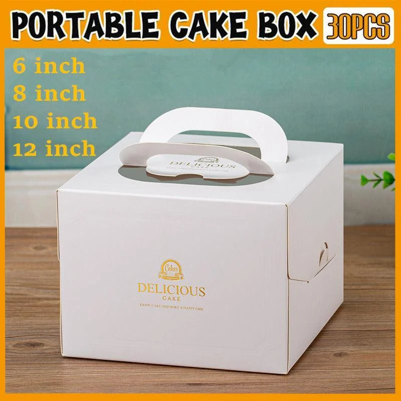 30PCS White Portable Cake Boxes Display Window Packing Case Party with Handle Birthday - 12 inch