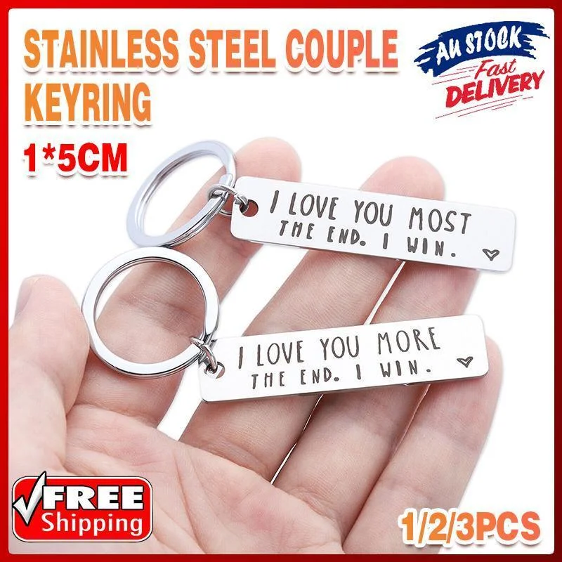 I Love You More The End I Win Stainless Steel Couple Keyring Keychain Gift Funny - X1
