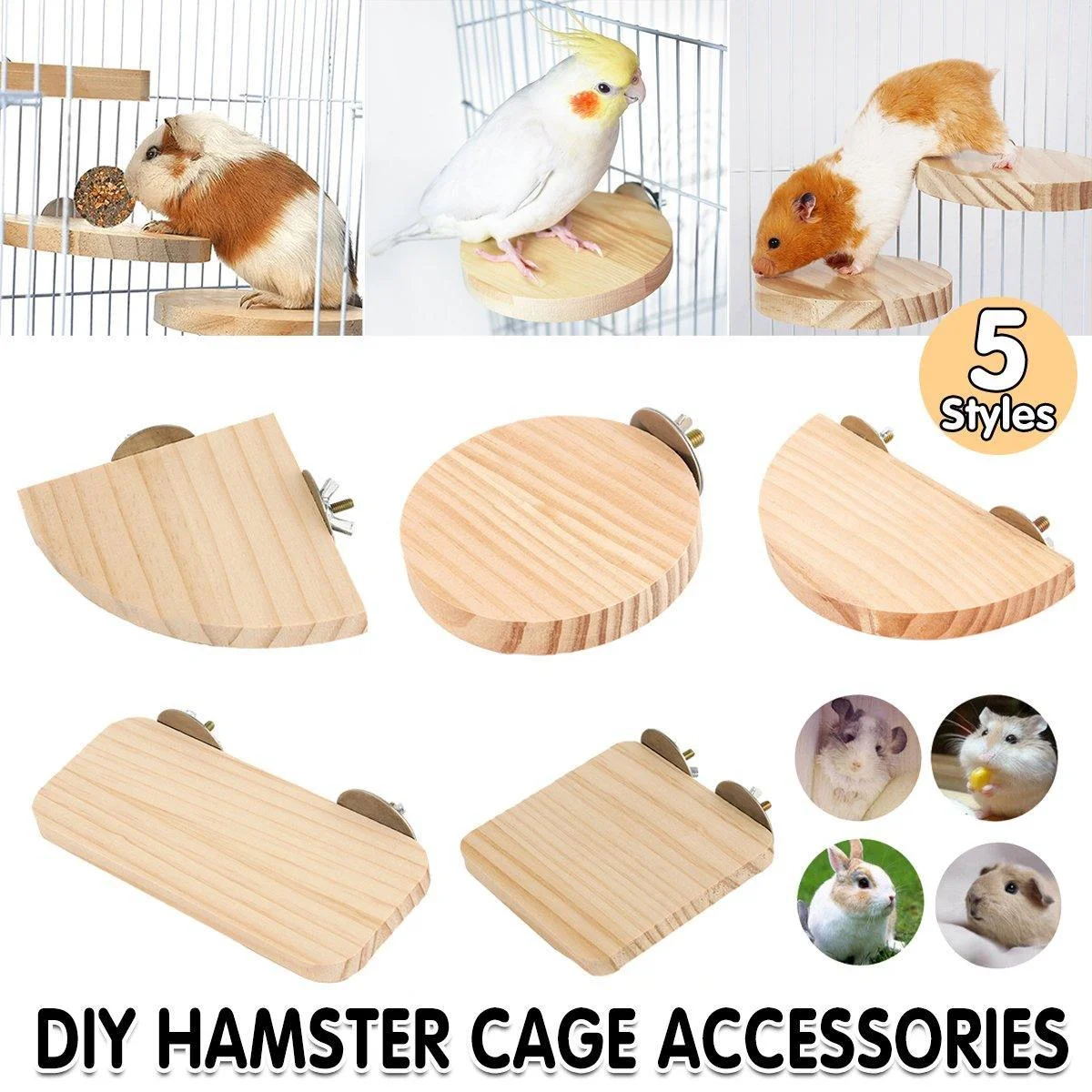 Hamster Parrot Play Stand Jump Platform Squirrel Cage Accessories Gear Pet Toy - A2109 (9.5*9.5*1.5cm)