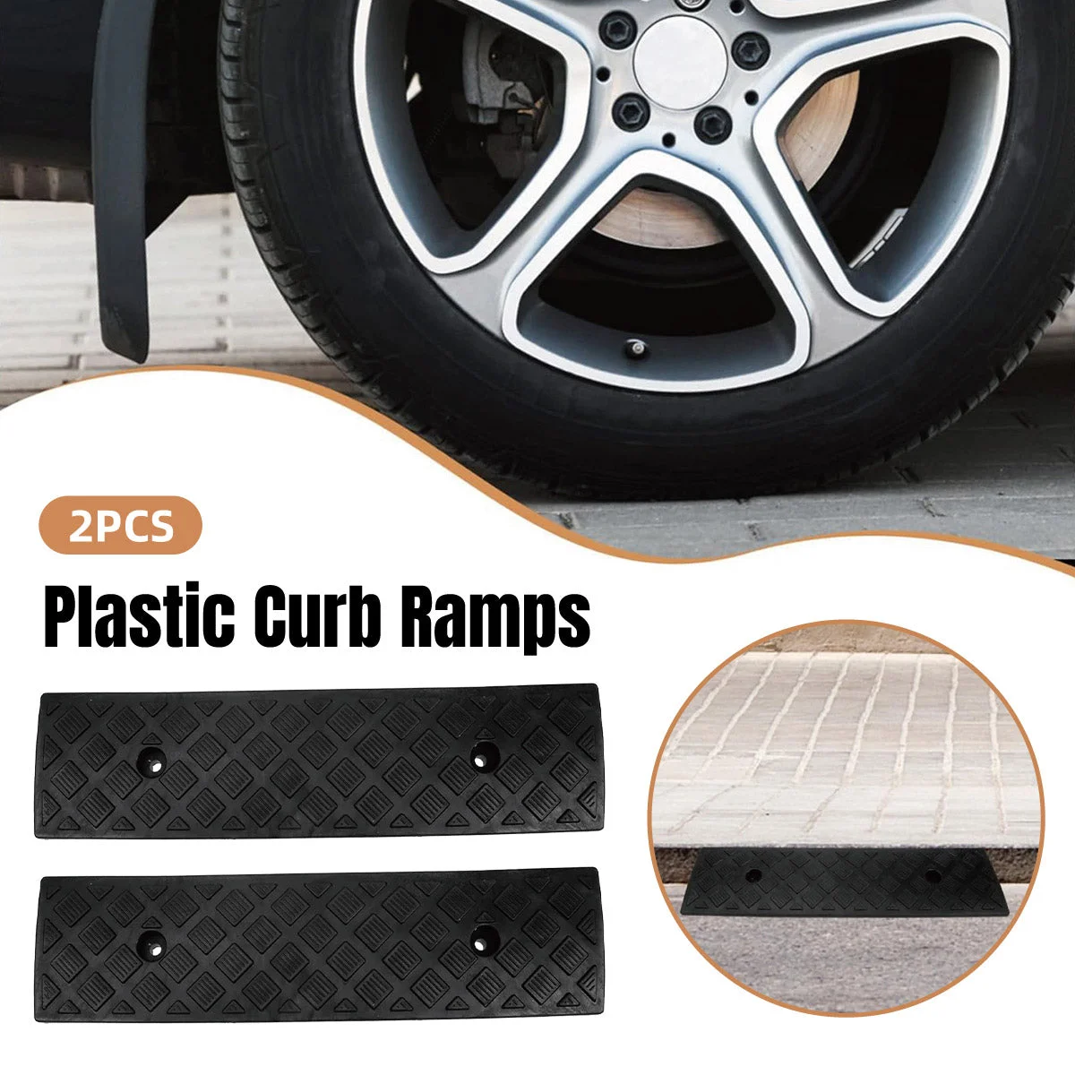 Uphill Step Ramp Pad 2PCS Plastic Slope Threshold Ramp Pad For Driveway Support