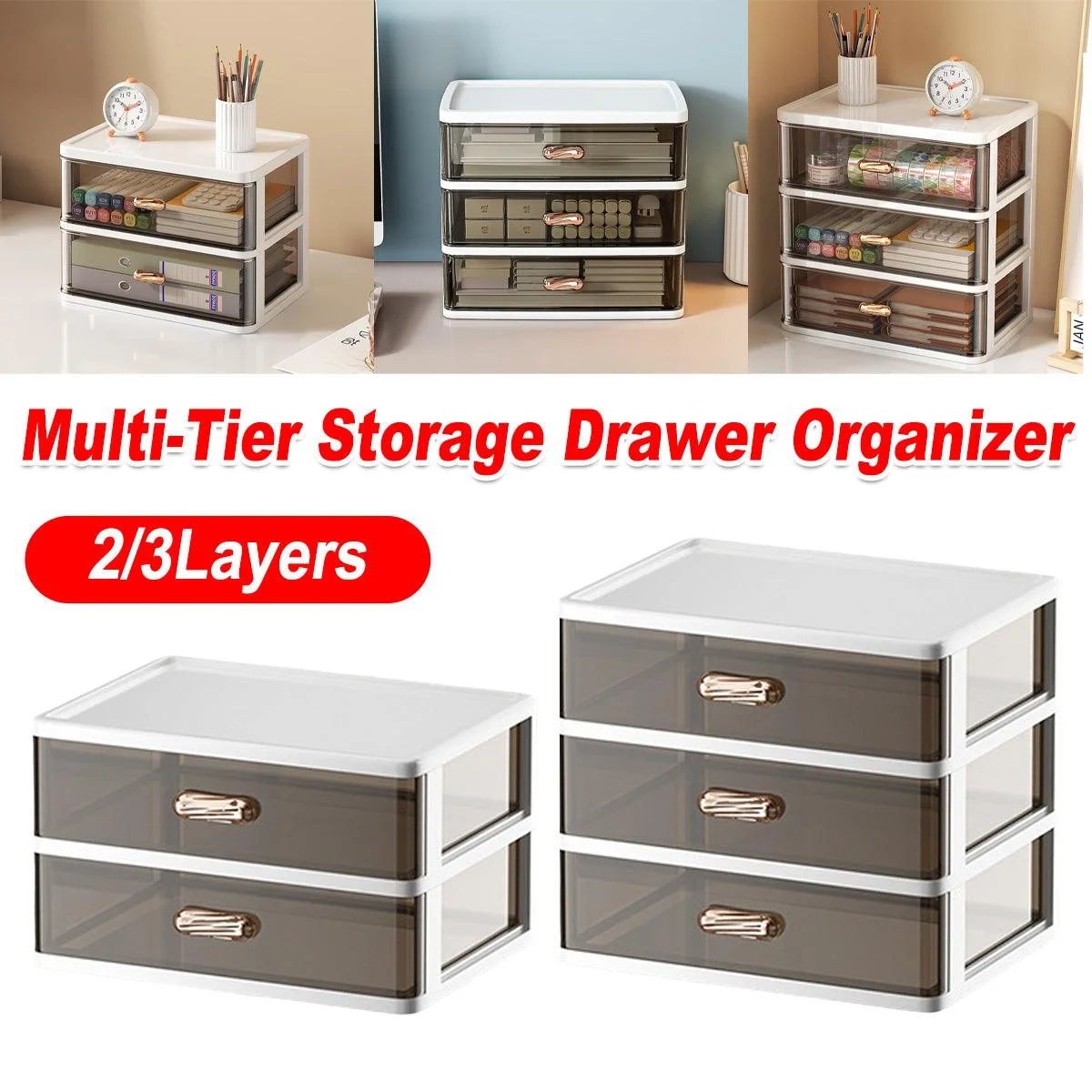 2/3 Tier Organizer Storage Shelf Multi Functional Cosmetic Bathroom Organizer Rack - Three-Layer