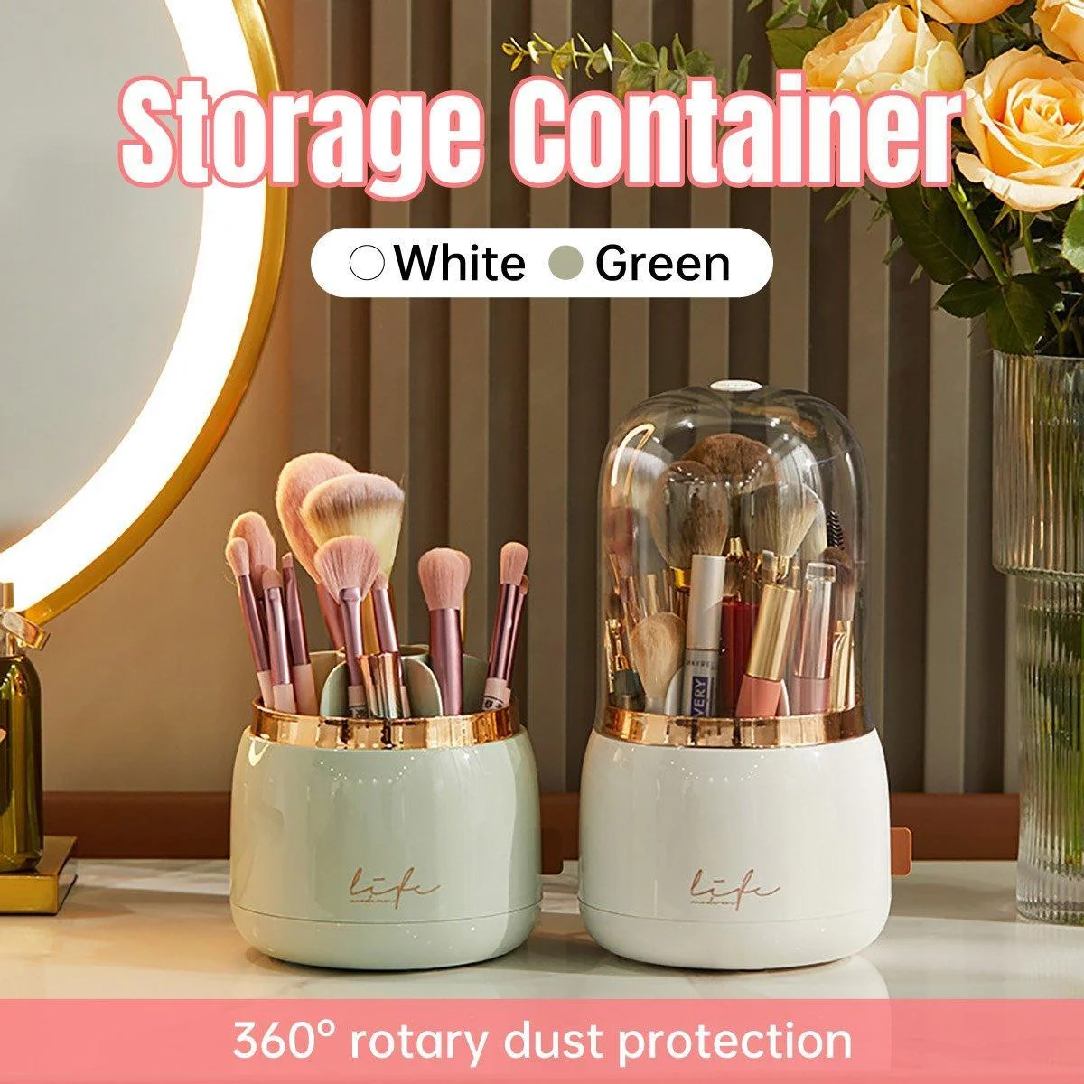 Luxury Cosmetic Brush Box Dustproof Makeup Storage Box for Lipstick Eyebrow Pen - White