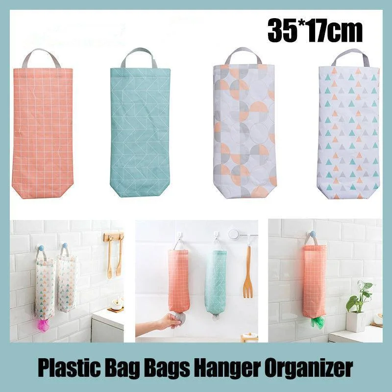 Plastic Bag Bags Hanger Organizer Storage Kitchen Trash Garbage Dispenser Holder - Red