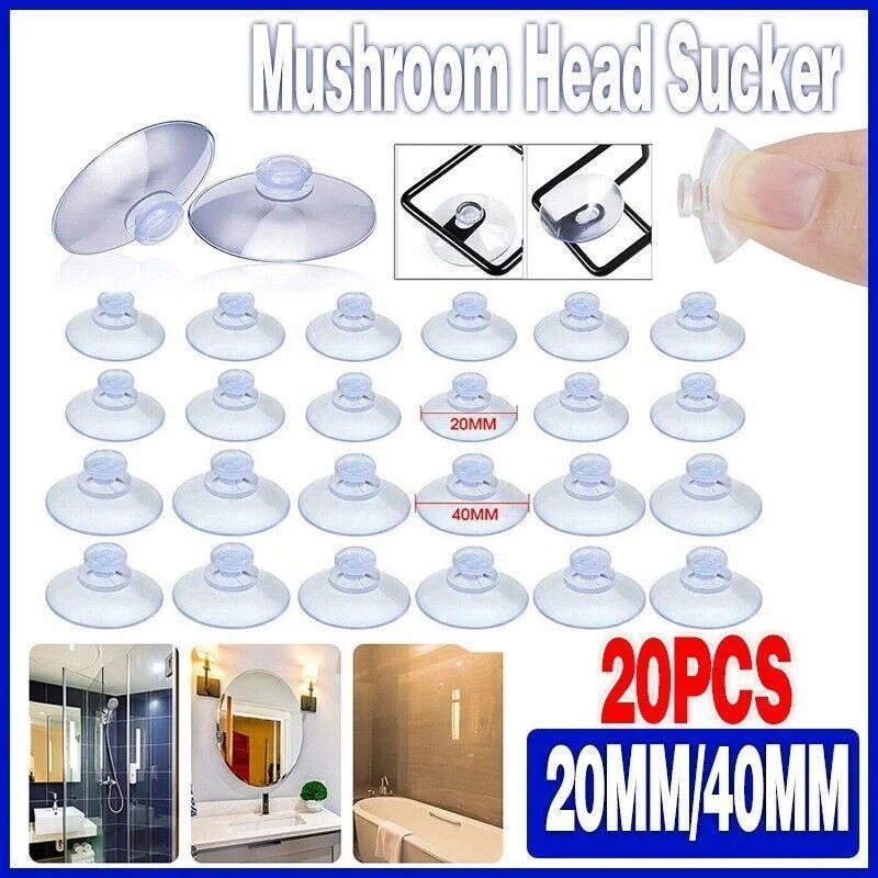 20Pcs 20/40Mm Suction Cups Caps Suckers Aquarium Fish Tank Glass Hanger Pads - 20MM