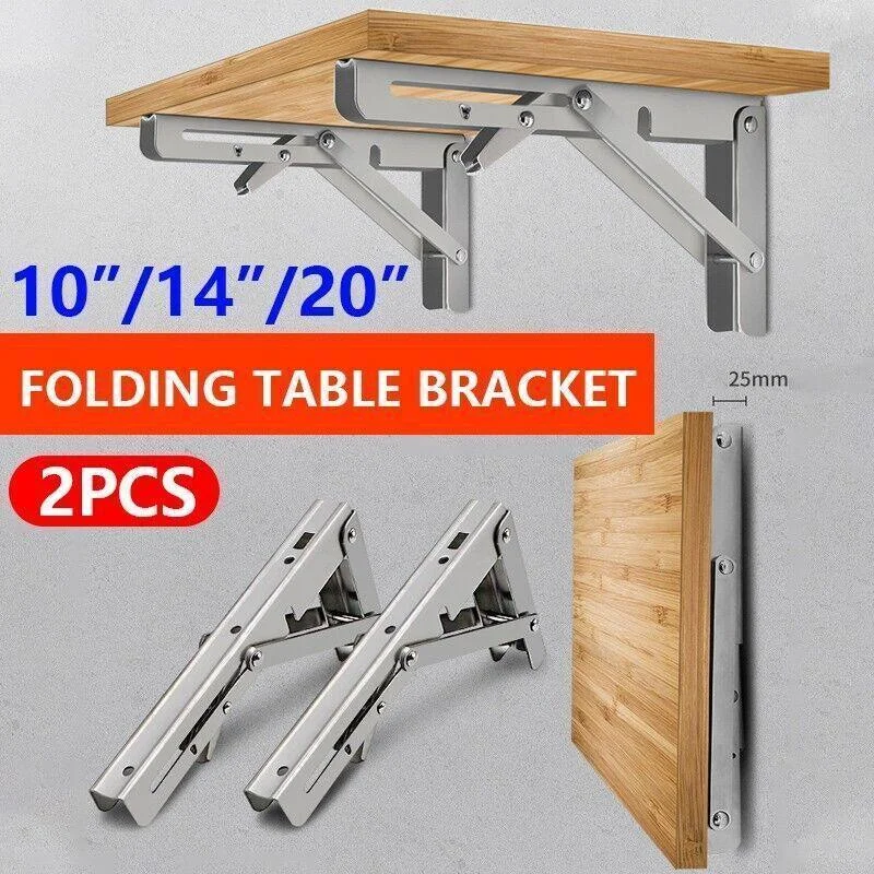10-20" Heavy-Duty Stainless Steel Folding Table Bracket 200Kg Load - 20In(2PCS)