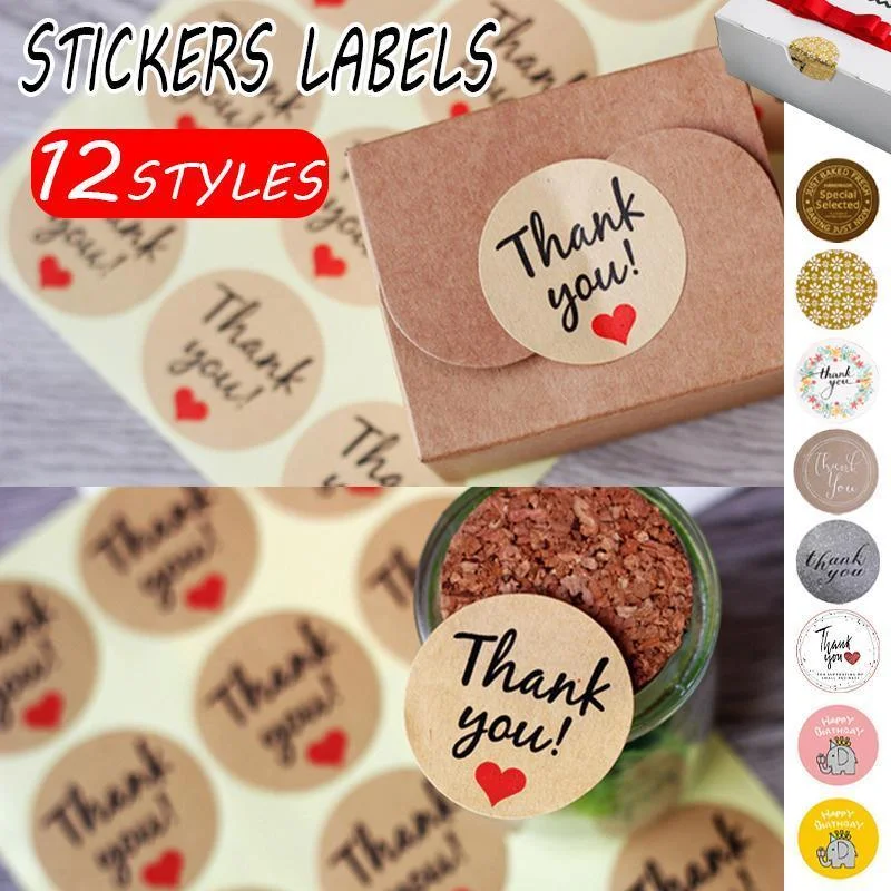 UP TO 80PCS Stickers Labels Thank You Stickers Gift Wrapping Craft Scrapbook DIY - 8*5PCS Style 3